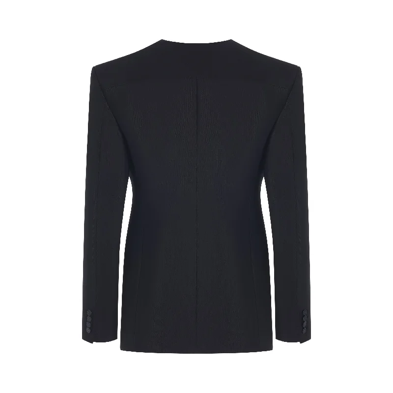 black collarless jacket black collarless jacket