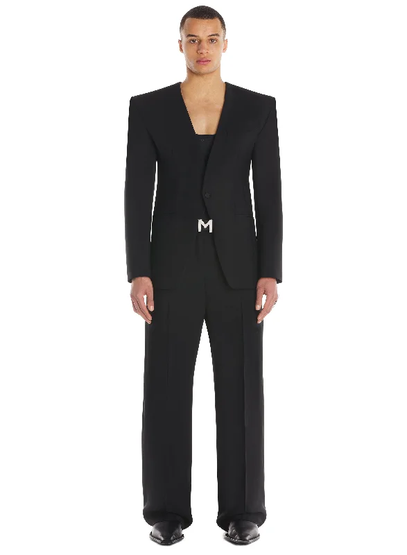 black collarless jacket black collarless jacket