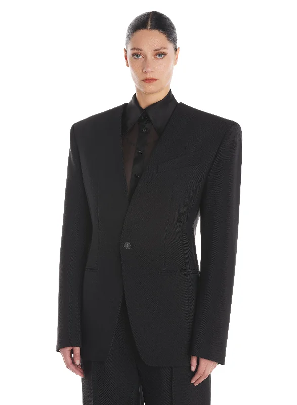 black collarless jacket black collarless jacket