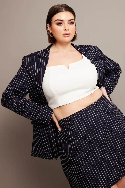 Blue Stripe Pinstripe Blazer Blue Stripe Pinstripe Blazer
