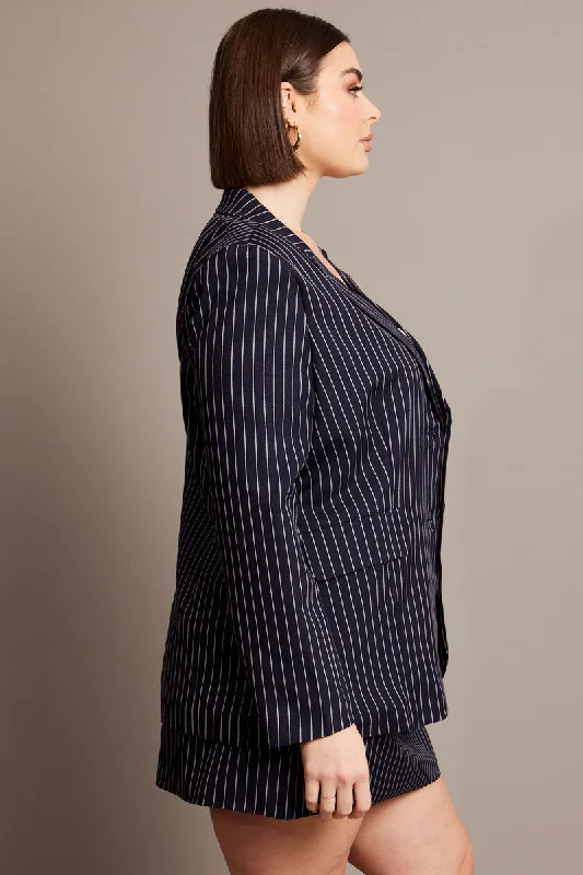 Blue Stripe Pinstripe Blazer Blue Stripe Pinstripe Blazer