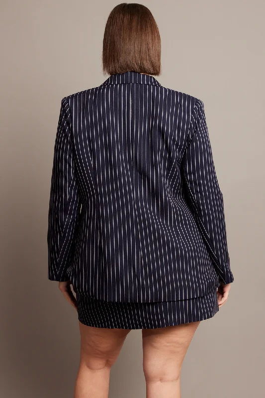 Blue Stripe Pinstripe Blazer Blue Stripe Pinstripe Blazer